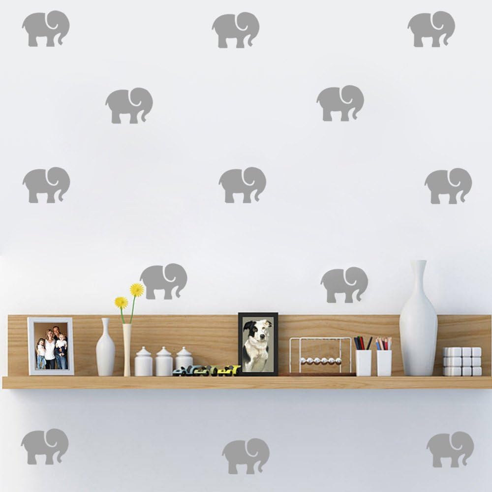 45 calcomanías de pared de elefante pequeño de 2.5 x 3.3 pulgadas para decoración de dormitorio de niños, decoración del hogar, mural de elefante,