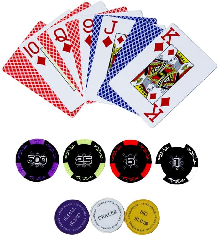 THUNDERBAY Juego de póquer de 300 unidades de 0.49 oz, fichas compuestas de arcilla de 14G con estuche de aluminio, dos barajas de cartas, juego