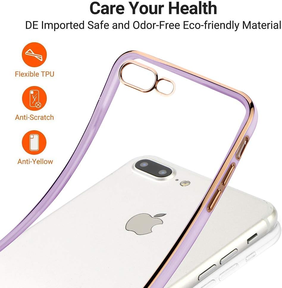 MOWIME Funda transparente para iPhone 7 Plus, iPhone 8 Plus, carcasa protectora transparente de TPU suave, antiarañazos, a prueba de golpes, color