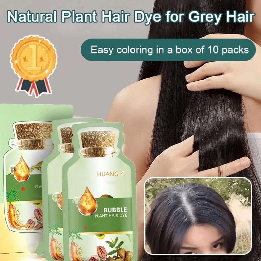 Champú natural para teñir el cabello vegetal, Huang Yi Natural Plant Hair Dye-Duskweling, extracto de plantas sin daños, nuevo tinte botánico de