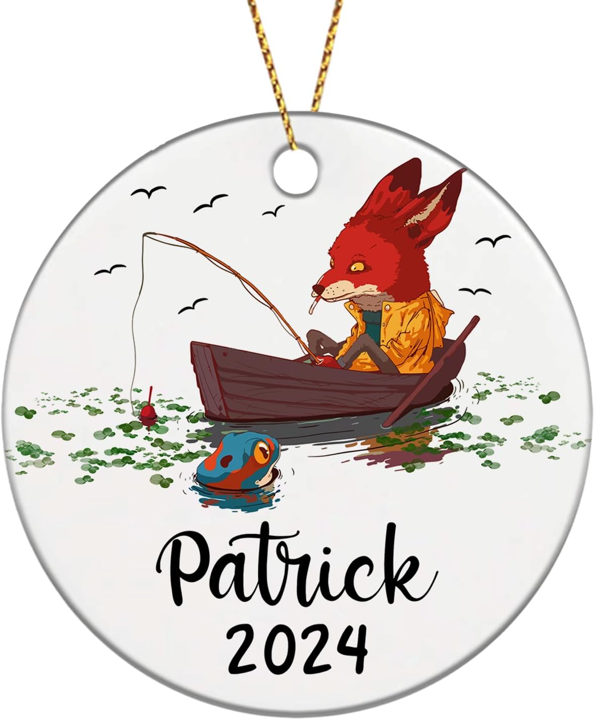 Adorno de Navidad personalizado para ir a pescar, regalo para papá y papá, adorno de pesca personalizado con nombre y año, adorno de pesca,