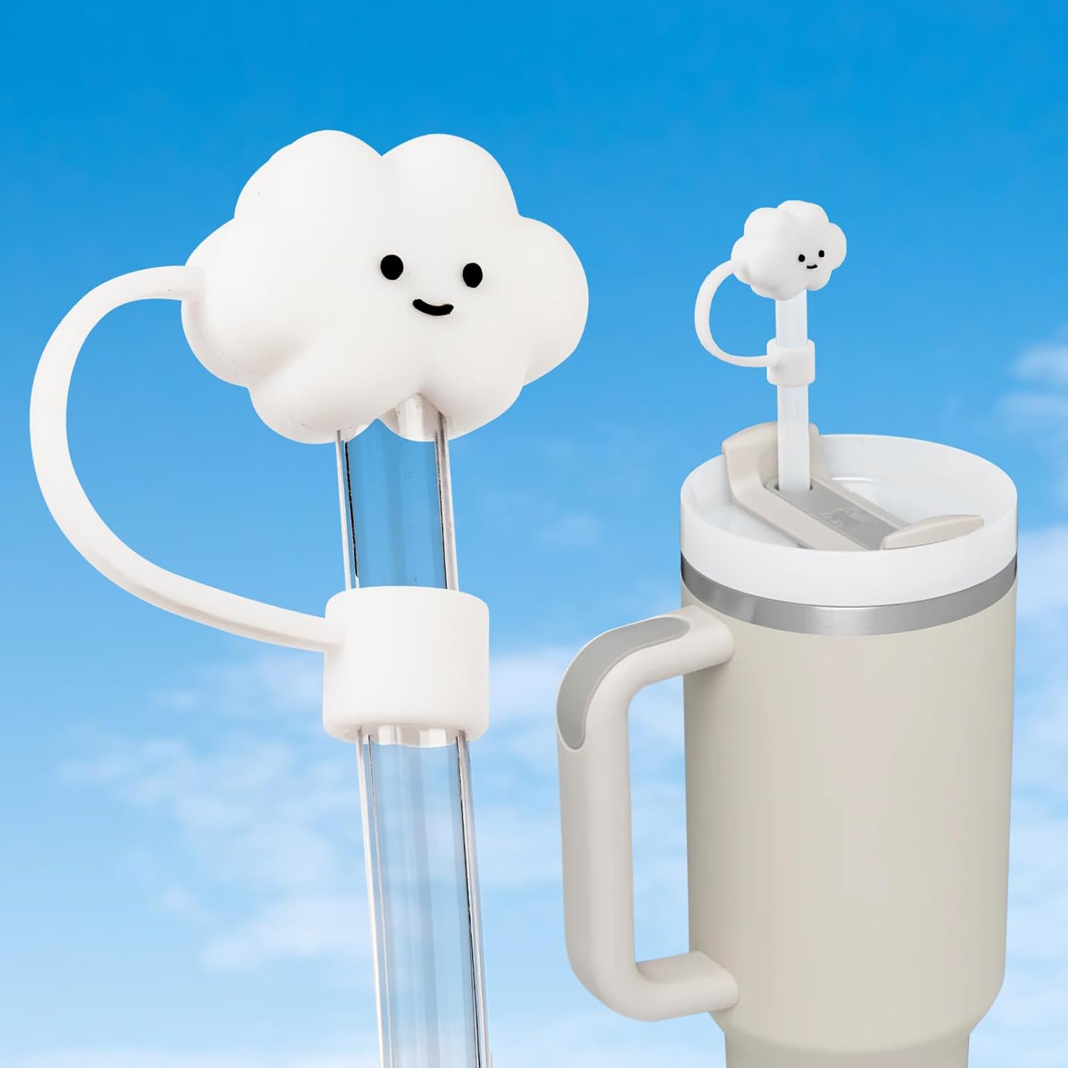 Fundas de paja de nube compatibles con vasos Stanley de 30 y 40 onzas, bonitas fundas de popote Stanley, protectores de paja de silicona