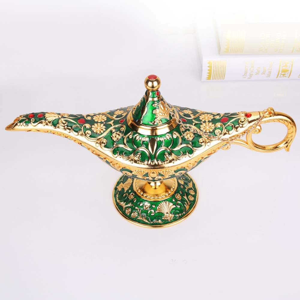 Lámpara de genio mágico Aladdin vintage para decoración y regalo de mesa de boda, decoración y regalo, lámpara árabe clásica de aleación de zinc