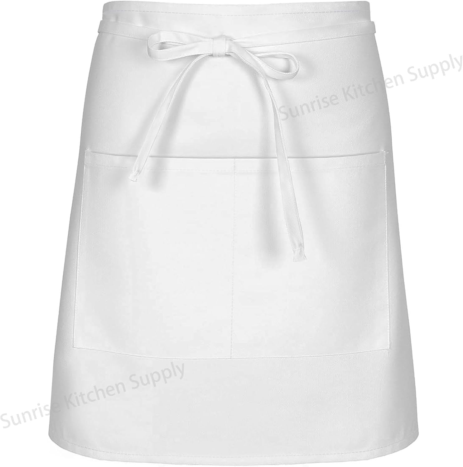 Sunrise Kitchen Supply Delantal blanco medio bistro, 19 pulgadas de largo por 27 pulgadas de ancho