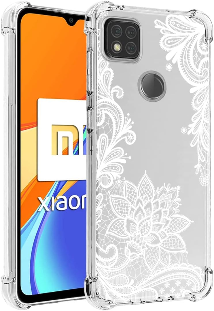 sidande Funda para Xiaomi Redmi 9CRedmi 10ARedmi 9 Activ Funda para Niñas Mujeres, Transparente Floral Suave Flexible TPU Slim Funda Protectora para