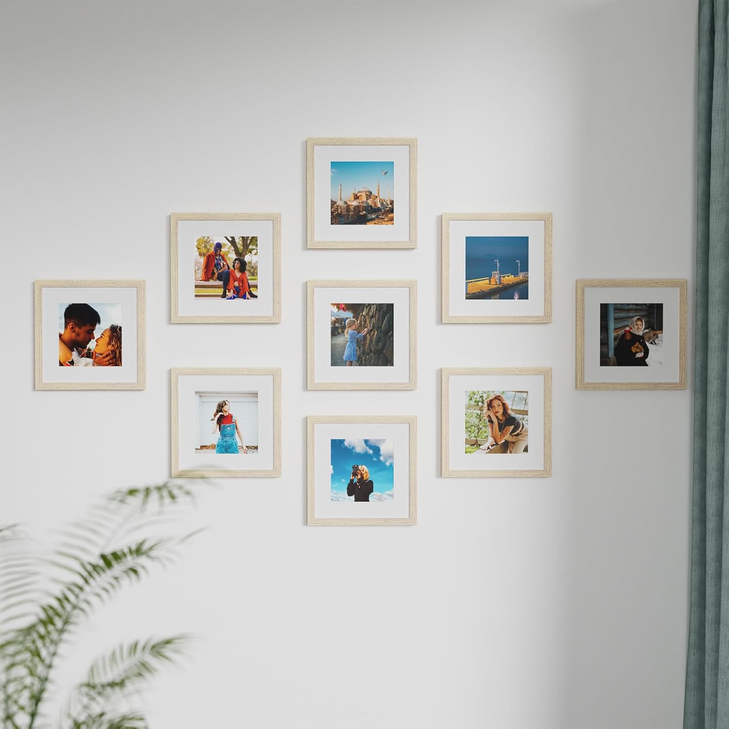 Vittanly Marcos de fotos de 12 x 12 pulgadas para pared, para exhibir fotos de 8 x 8 pulgadas con paspartú o de 12 x 12 pulgadas sin paspartú,