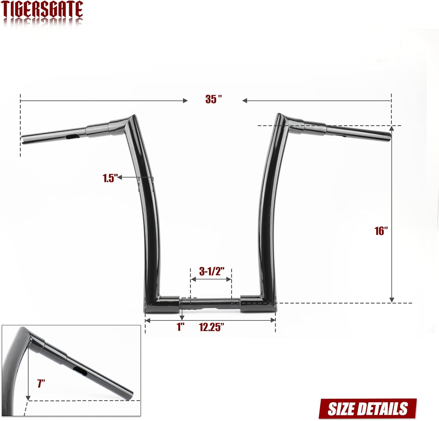 Perchas Fat Ape de 1.5 pulgadas, color negro brillante, 16 pulgadas, manubrio de fácil cableado para Harley 1996-2013 Road Glide y modelos Road King