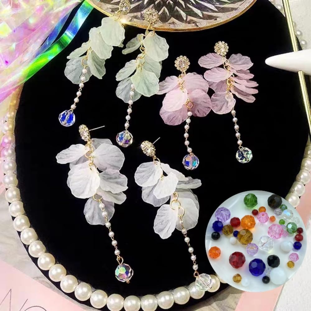 Xinhongo 550 cuentas redondas de cristal de 0.118, 0.115, 0.231, 0.315 y 0.315 pulgadas, cuentas redondas facetadas espaciadoras para hacer joyas,