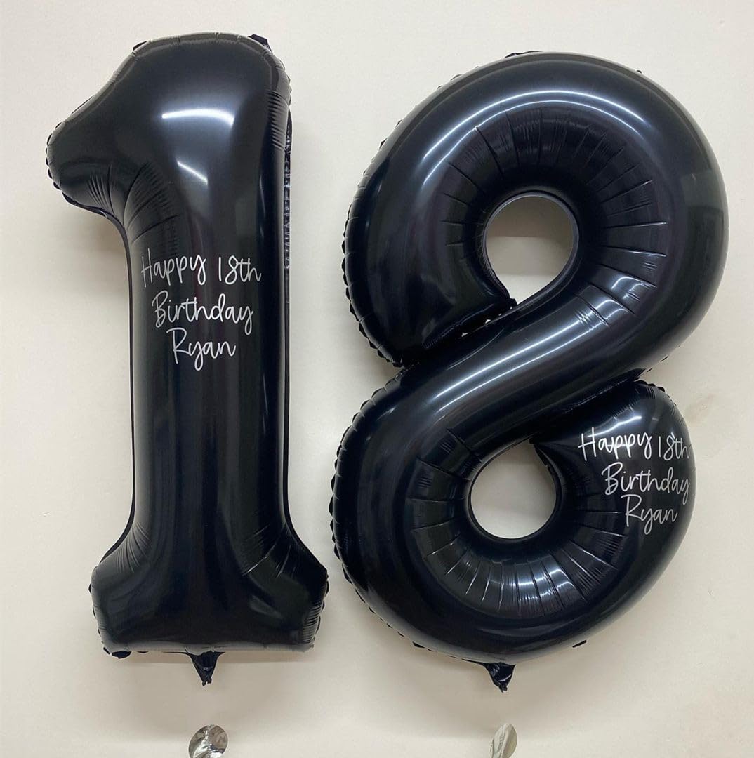 Globos negros del número 18, globos de 40 pulgadas, globos de aluminio de Mylar con número de helio de 18 o 81 pulgadas, globos negros de número 18