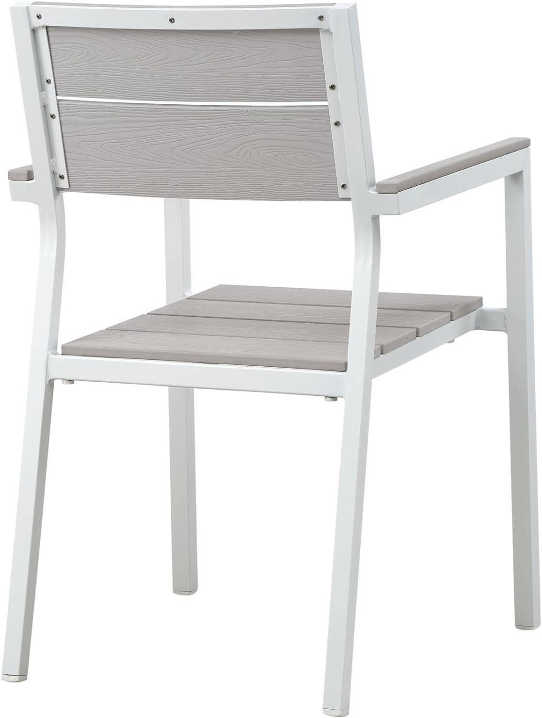 Modway Silla de aluminio para patio al aire libre de Maine en gris claro blanco