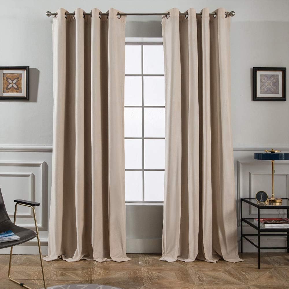Melodieux Cortinas de terciopelo 100% opacas para dormitorio, sala de estar, súper suaves, cortinas con aislamiento térmico con forro negro, 52 x 96