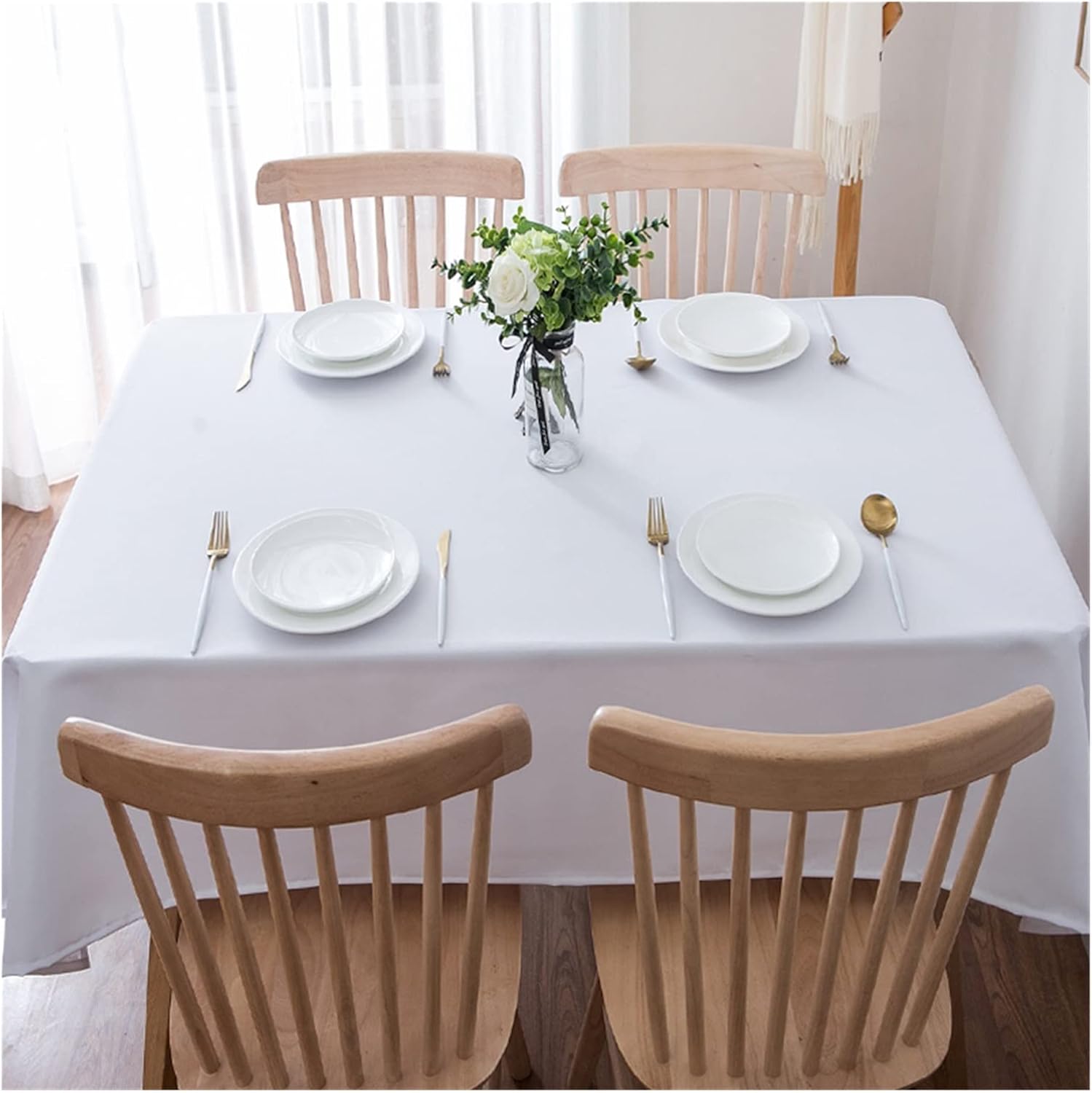 Tablecloth Solid Color White Table Cloth Tablecloth Fashion Dinner Room Cloth Plain Table Cover Manteles para Mesa Rectangulares Table Linen (Color