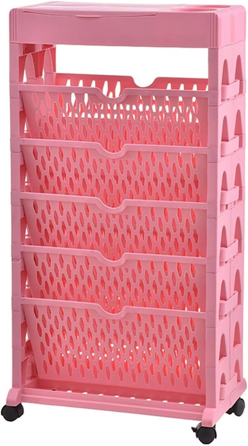 YAYLAIP Carrito de estantería rodante, gran capacidad de 6 niveles, organizador de archivos de escritorio de oficina movible, con rueda giratoria