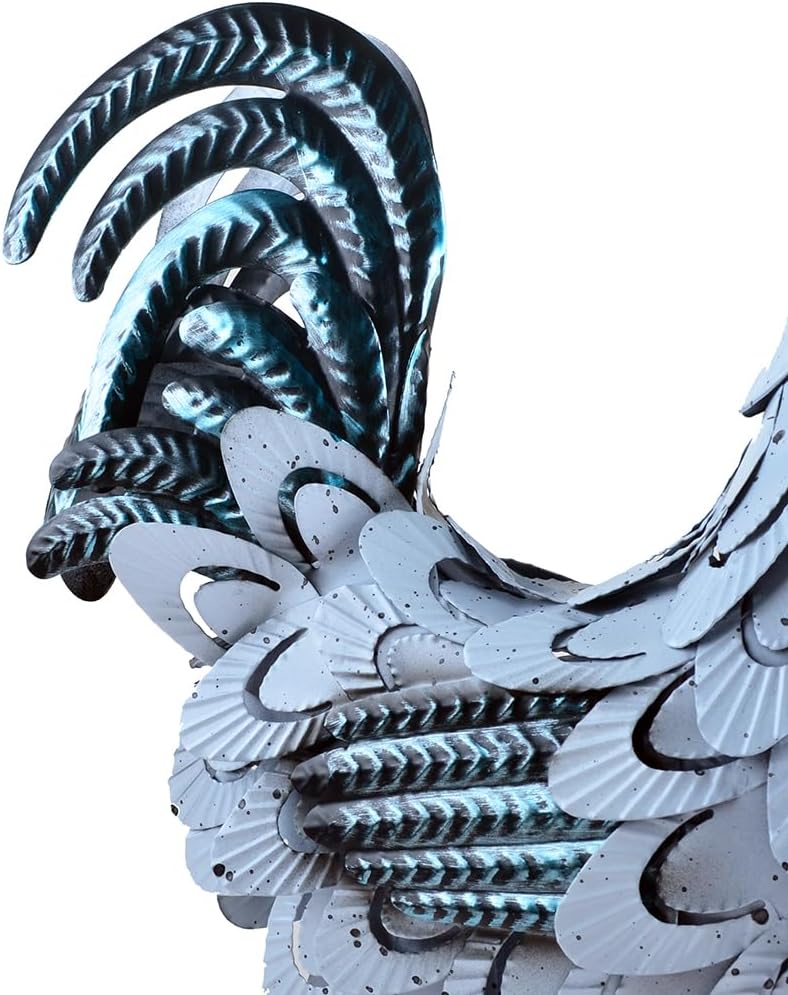 Estatua de gallo escultura de pollo, decoración de jardín, arte de metal para decoración de patio al aire libre (#E)