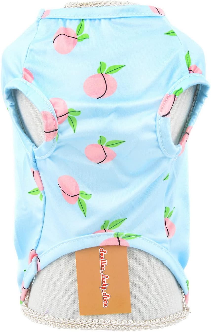 SMALLLEE_LUCKY_STORE Camiseta con estampado de durazno para mascotas, camiseta para cachorros con anillo en D para perros pequeños y medianos,