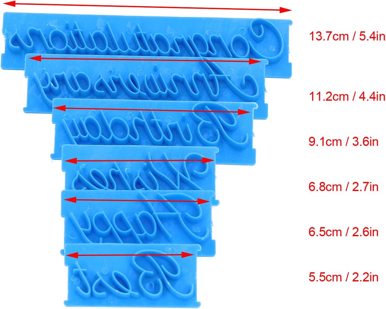 6 moldes para moldes de galletas para fondant, moldes de letras escritas a mano para tartas, moldes de palabras para sellos, feliz cumpleaños,