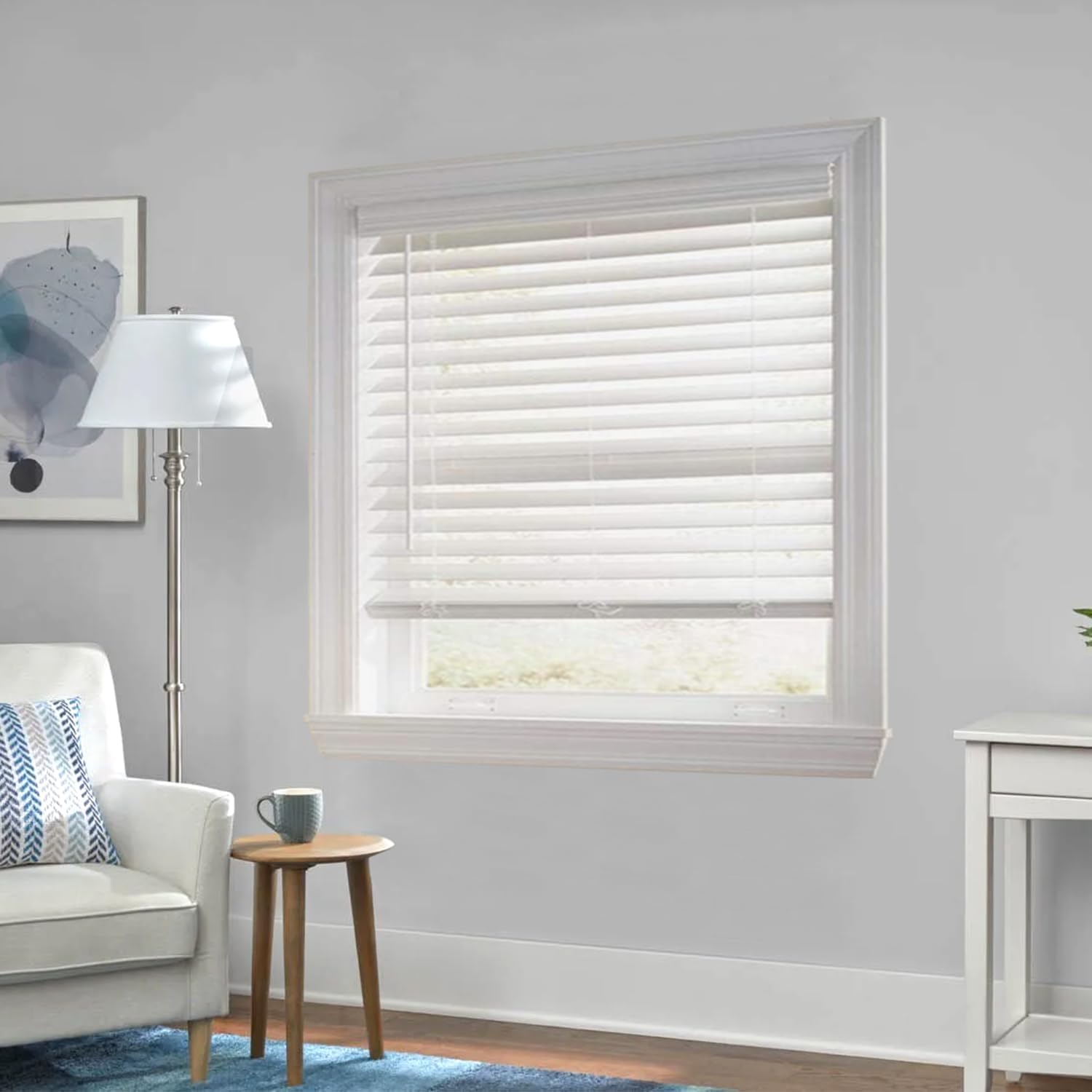 Ultra Premium – Persiana de madera sintética blanca de 2 12 pulgadas (2.5 pulgadas), 29.5 pulgadas de ancho x 48 pulgadas de largo (tamaño real 29 x