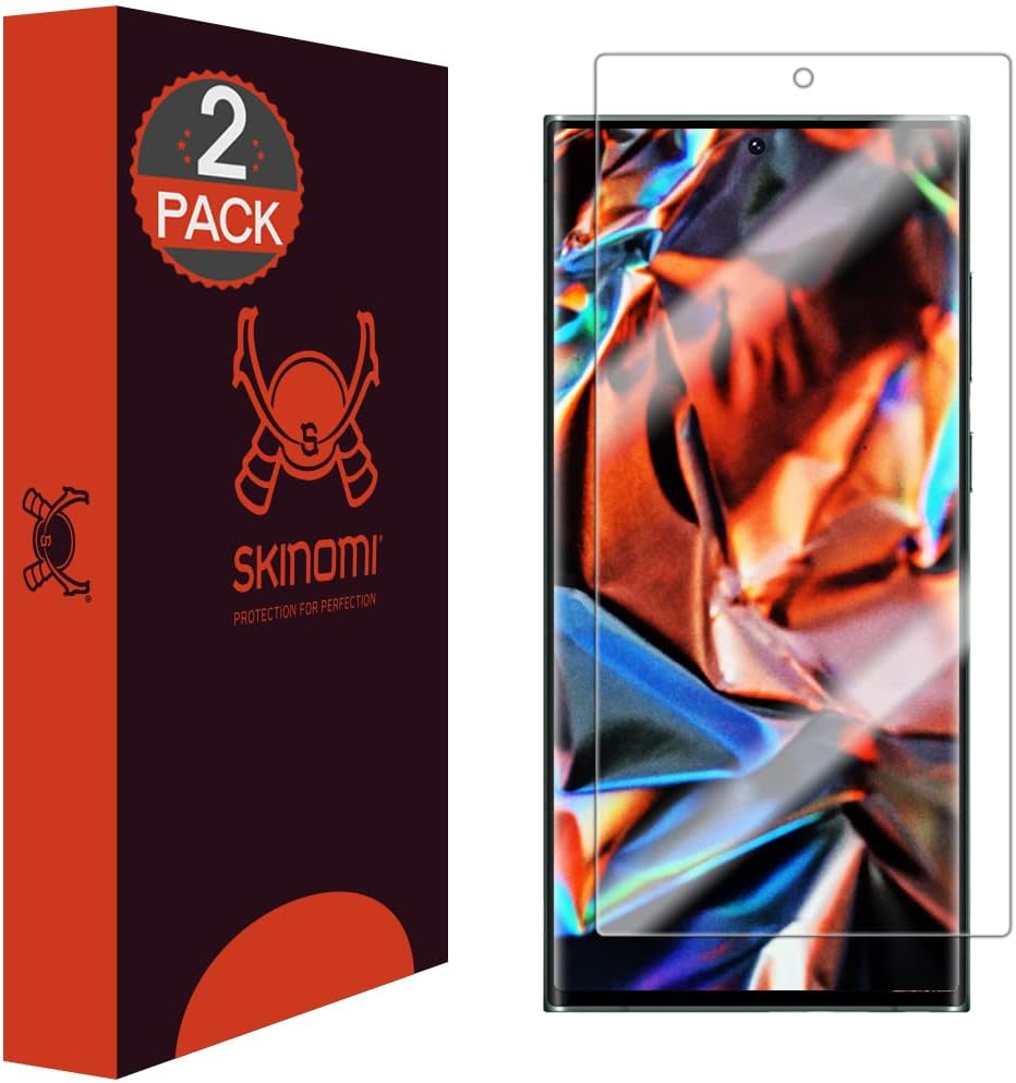 Skinomi Protector de pantalla compatible con Samsung Galaxy S22 Ultra (paquete de 2) Clear TechSkin TPU Anti-Bubble HD Film