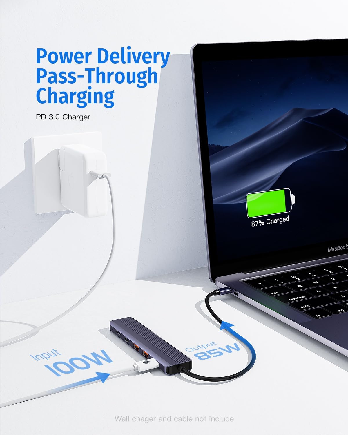 Hub USB tipo C, concentrador USB C de 10 Gbps, divisor USB C con 1 USB C 3.2 y 2 puertos de datos USB A 3.2, HDMI 4K a 60 HZ, 100 W PD, lector de
