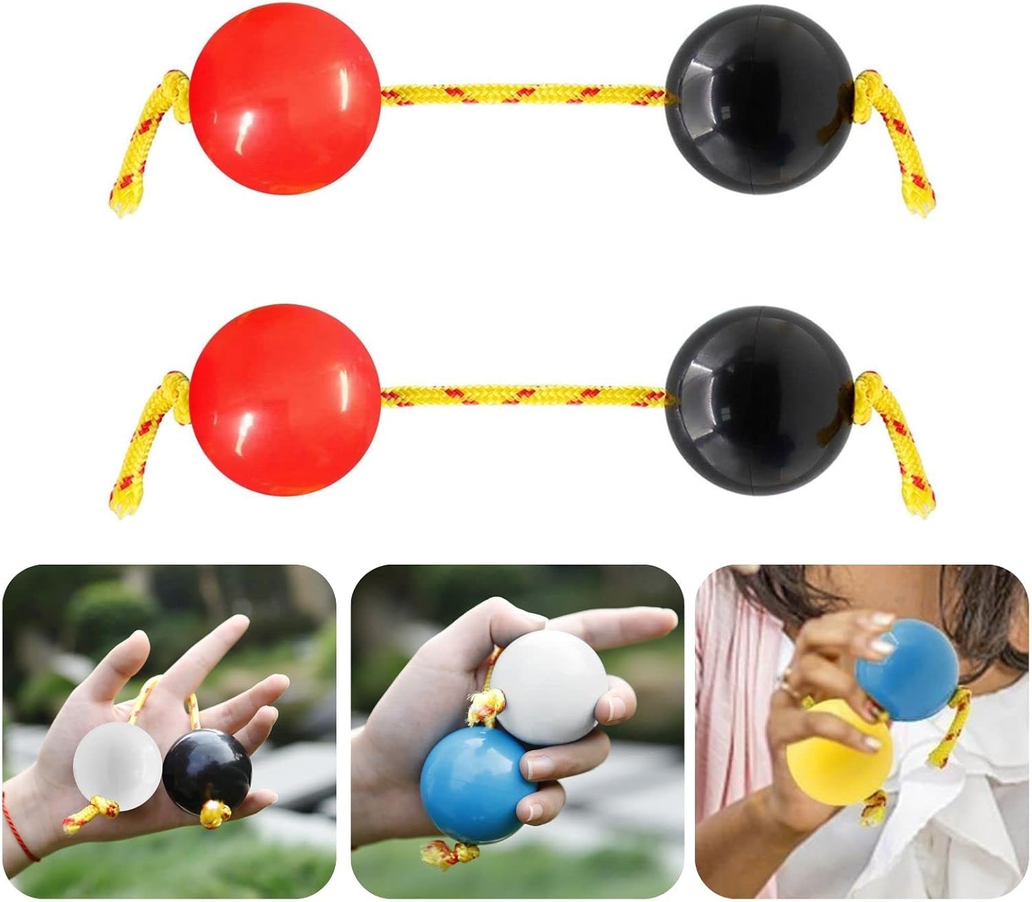 Aslatuas – Instrumento de bola rítmica Kashaka, 2 pares de agitadores de huevos de música ABS Kashaka, doble calabaza, fácil de jugar para adultos y