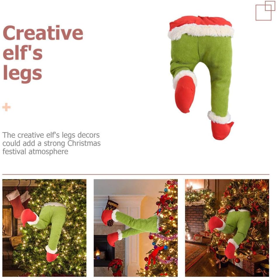 Decoraciones para árbol de cuerpo de elfo, decoración de árbol de Navidad, decoración de elfo con patas de peluche
