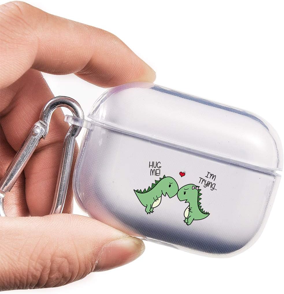Funda transparente para AirPod Prollavero de dinosaurio, pareja y amante de los enamorados, funda transparente para auriculares, suave, antipolvo,