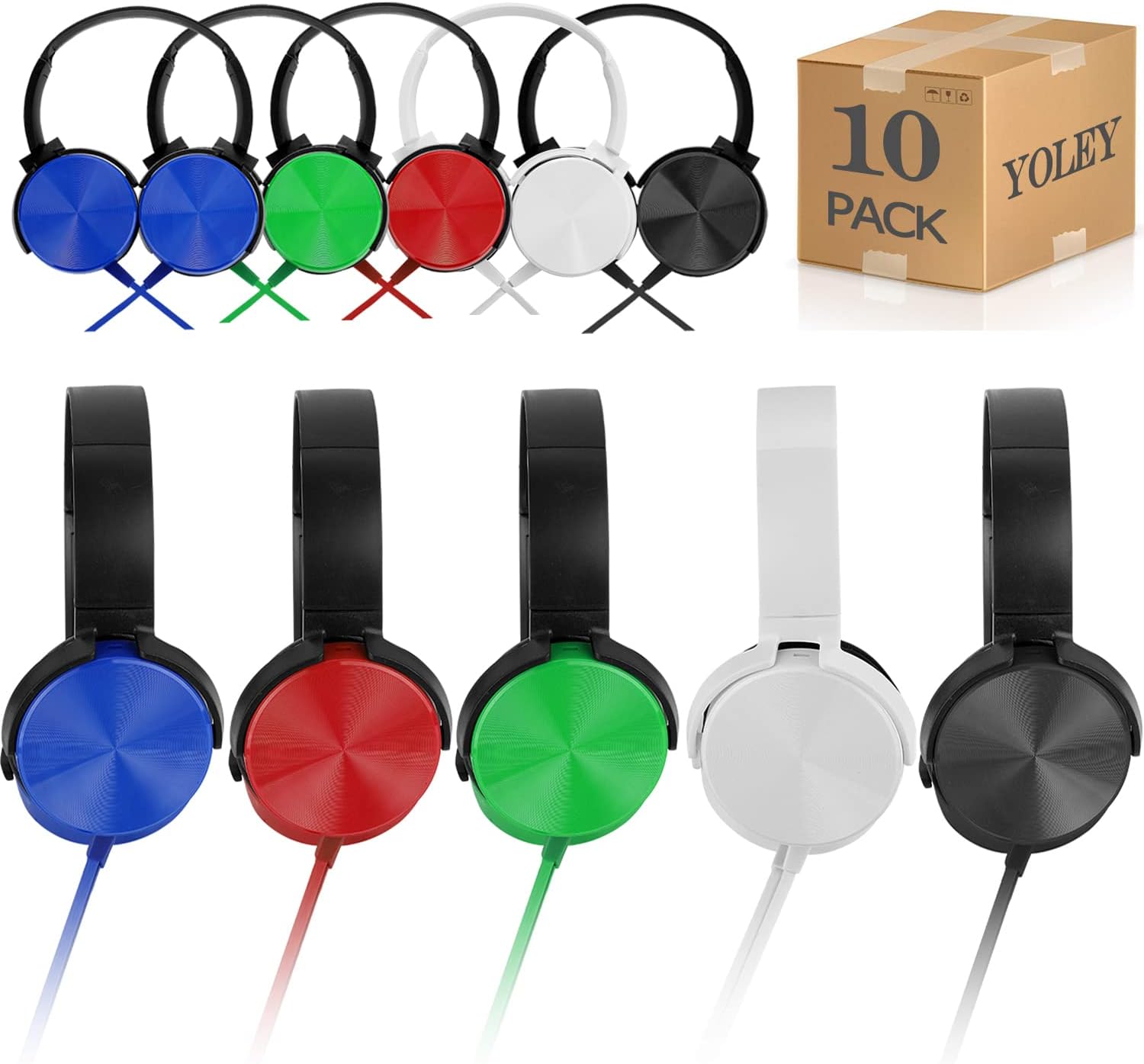 Auriculares para el aula, paquete de 10 unidades, multicolor, juego de clase para estudiantes escolares, niños, niñas y adultos, auriculares con