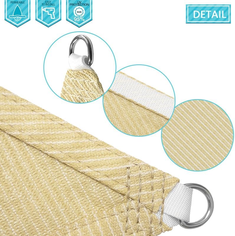 Coarbor Toldo tipo vela de 6 x 6 x 6 pies, para exteriores, resistente, triangular, tela para patio, jardín, terraza, pérgola, toldo beige