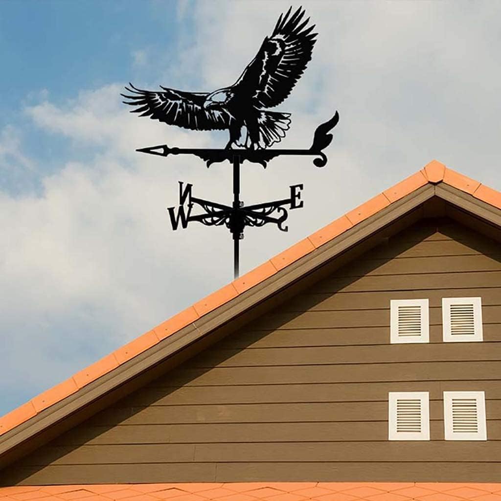 Alnicov Veleta de metal animal, veleta negra vintage, indicador de dirección del viento hueco para decoración de techo de jardín al aire libre
