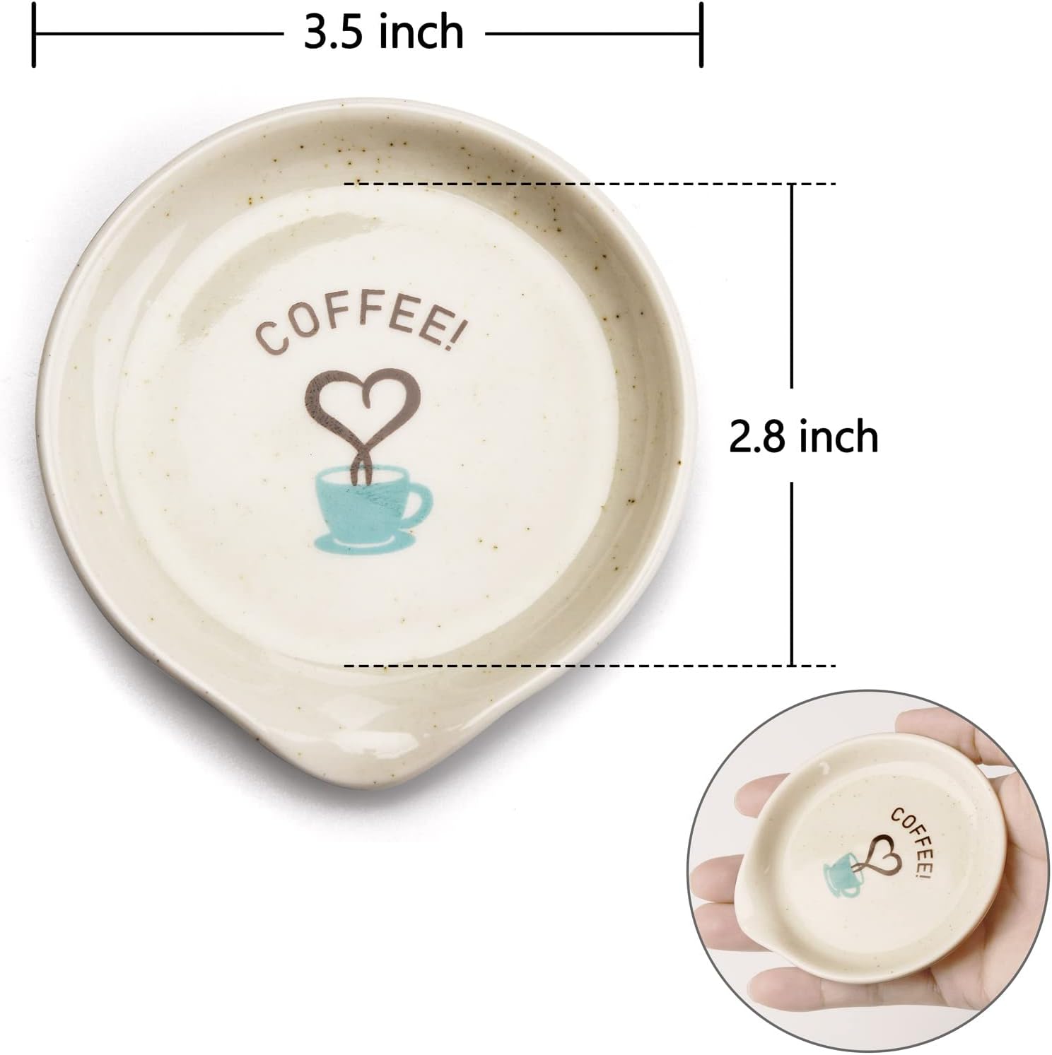 FANGSUN Soporte para cucharas de café, 2 piezas para accesorios de cafetería, soporte de cuchara pequeña de cerámica para decoración de estación de