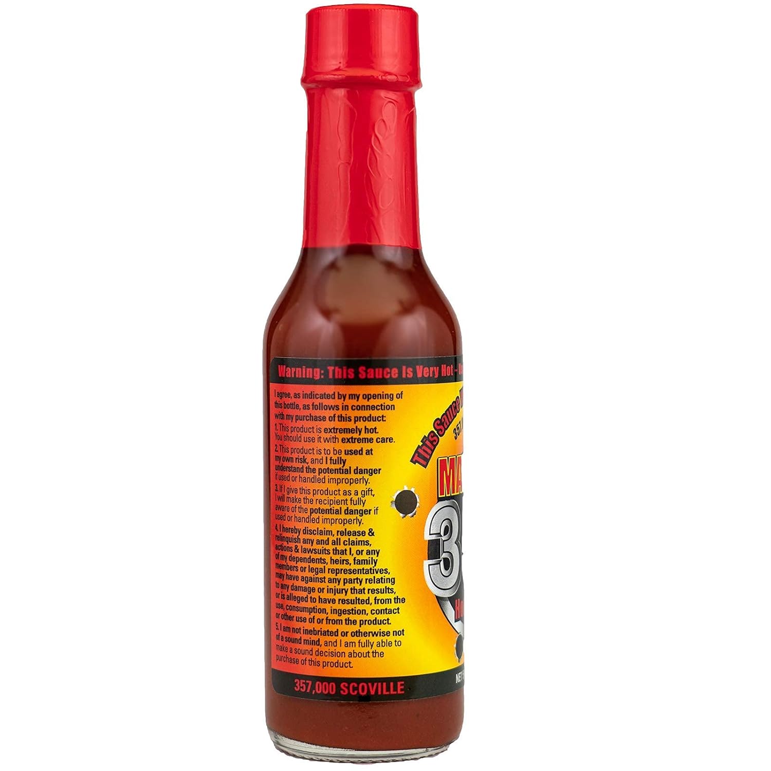 Mad Dog 357 Salsa picante, hecha con 3 millones de extracto de pimienta Scoville, 357,000 Scoville, 5 onzas.