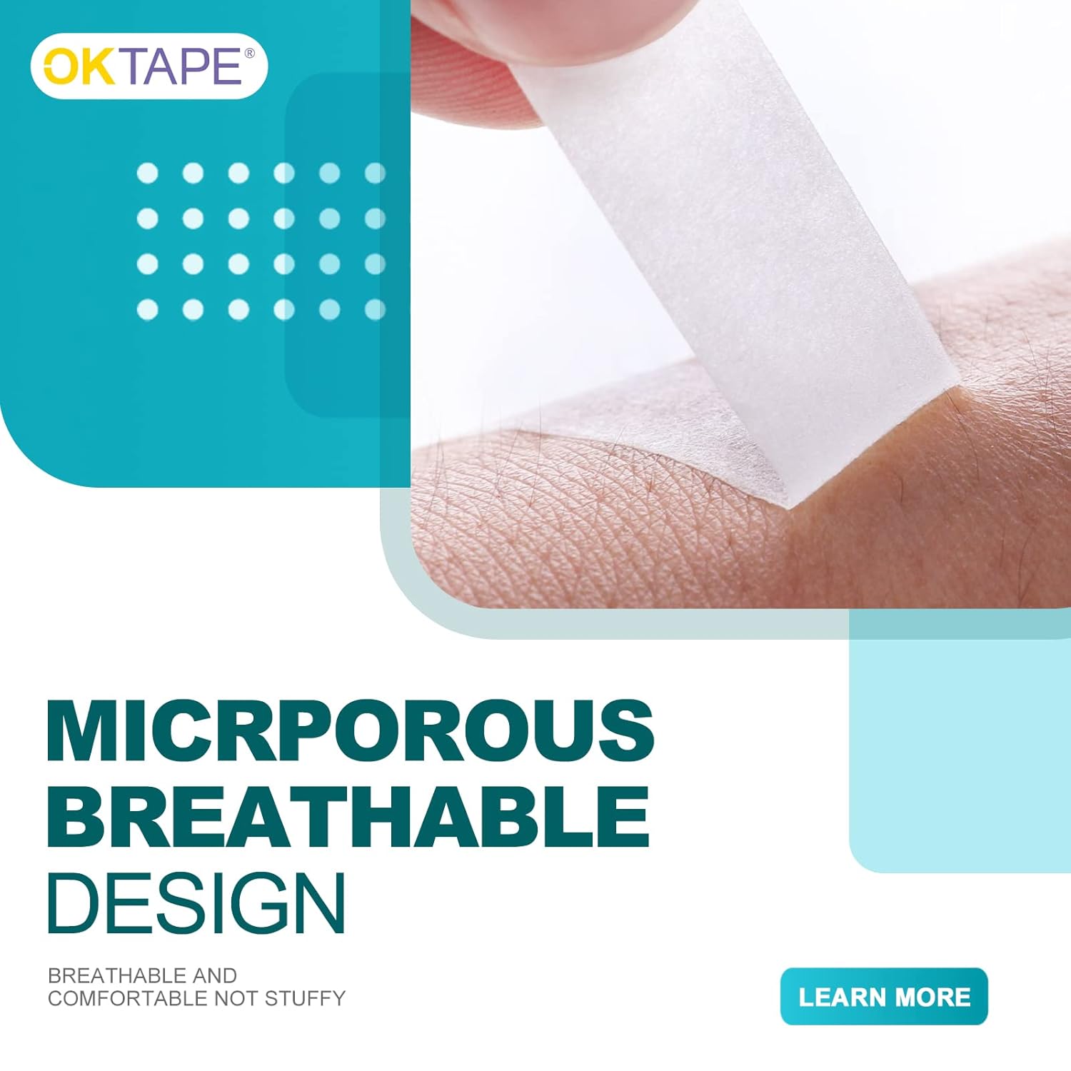 OK TAPE OKPore – Cinta quirúrgica médica no tejida, 4 rollos, 3 pulgadas x 10 yardas
