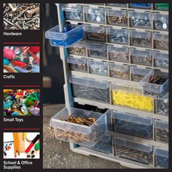 Stalwart Organizador de piezas pequeñas de 39 cajones, color negro