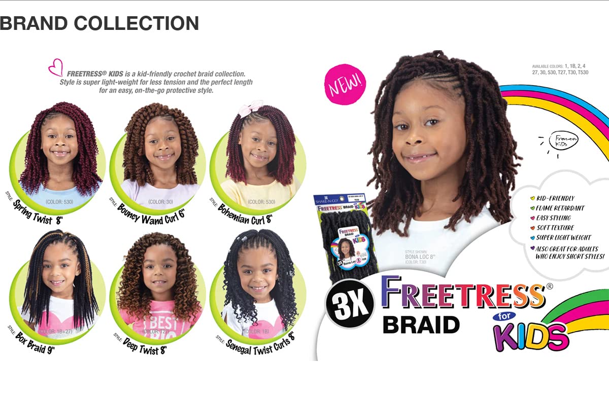 FreeTress – Trenzas de ganchillo 3X Kids Bona Loc de 8 pulgadas (paquete de 3, 1)