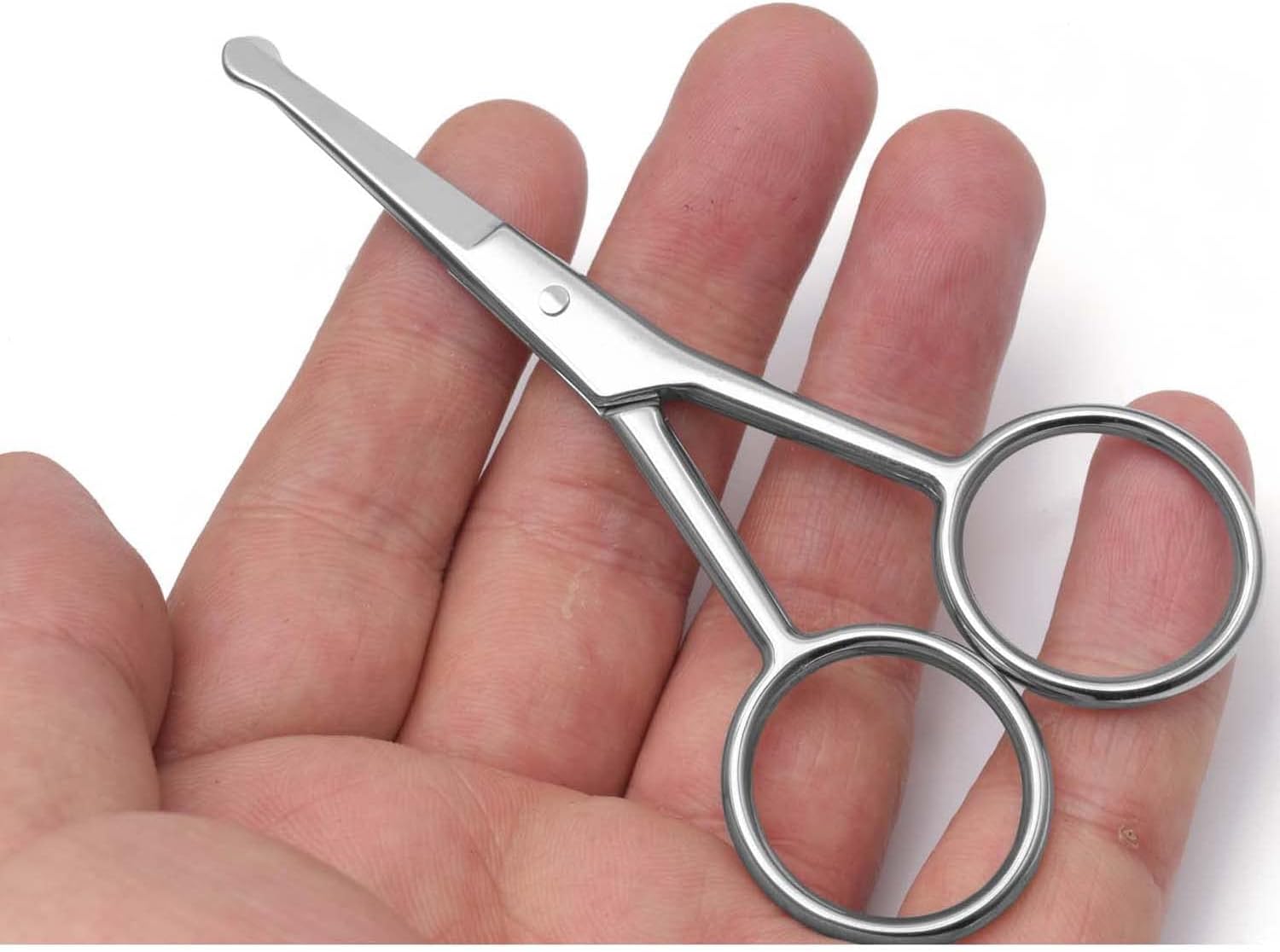 Tijeras de manicura prémium de punta redondeada, multiusos, de acero inoxidable, para cutículas, pedicura, belleza, para uñas, cejas, pestañas, piel