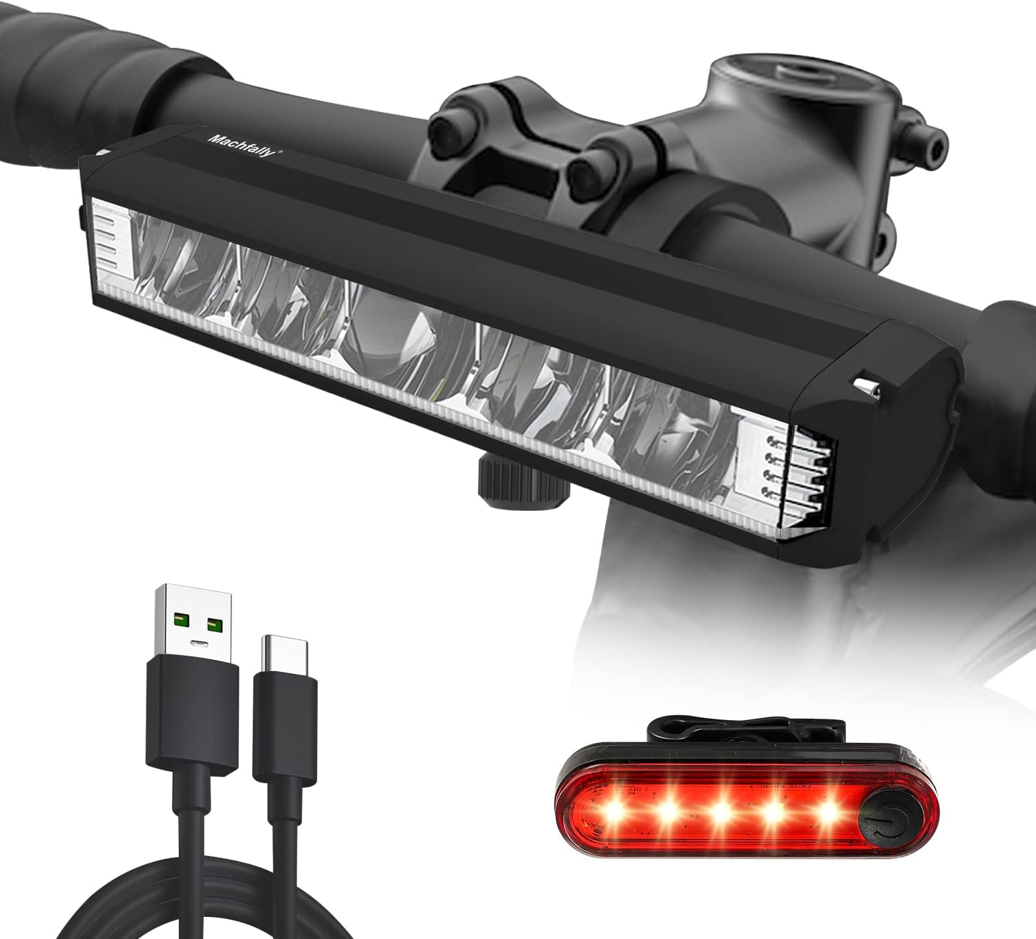 MACHFALLY – Luz LED súper brillante para bicicleta, batería grande, recargable por USB, múltiples modos, luz trasera impermeable para bicicleta, luz