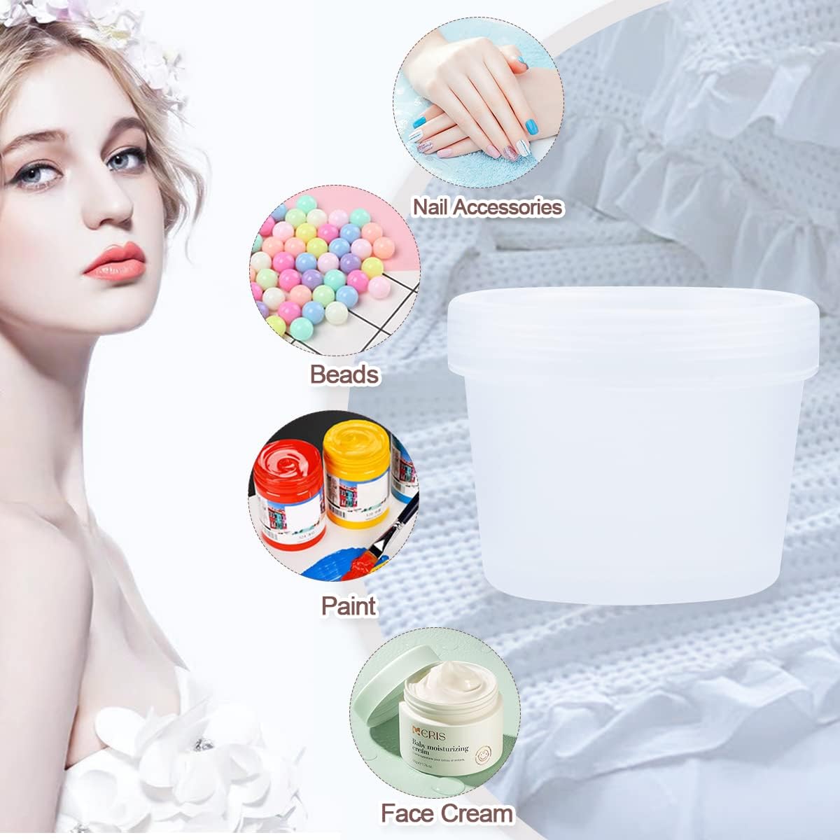 9 frascos de plástico vacíos de boca ancha con tapas de cúpula para mezclar máscaras faciales, tinte para el cabello, mantequillaloción corporal,