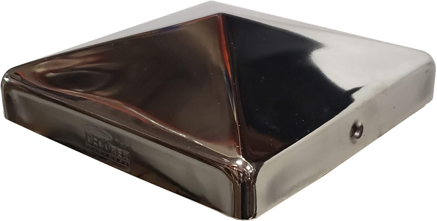 Tapa de poste de pirámide de acero inoxidable de 5.5 x 5.5 pulgadas para postes de madera verdaderosreales de 5.5 x 5.5 pulgadas (funciona solo con