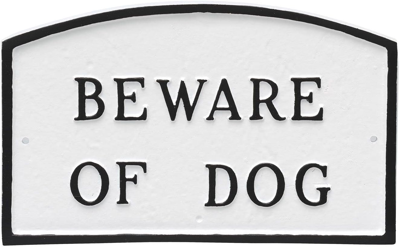 Placa de pared o césped Arch Beware Of Dog – Aluminio recubierto de polvo – Resistente a los rayos UV – Fácil de instalar