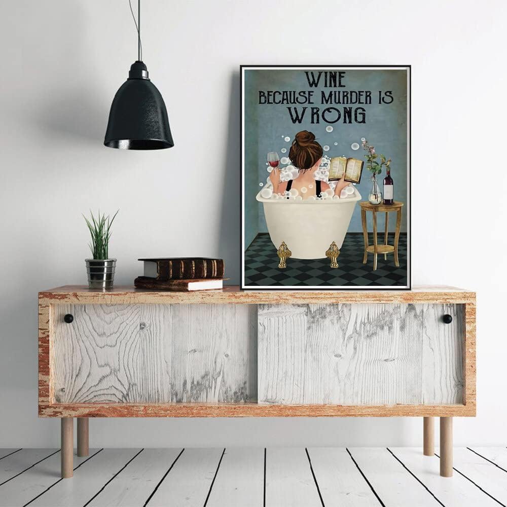 YEEIFFD Kits de pintura de diamante 5D Wine Because Murder is Wrong Diamond Art Kits perfectos para decoración de pared de oficina en casa, 12 x 16