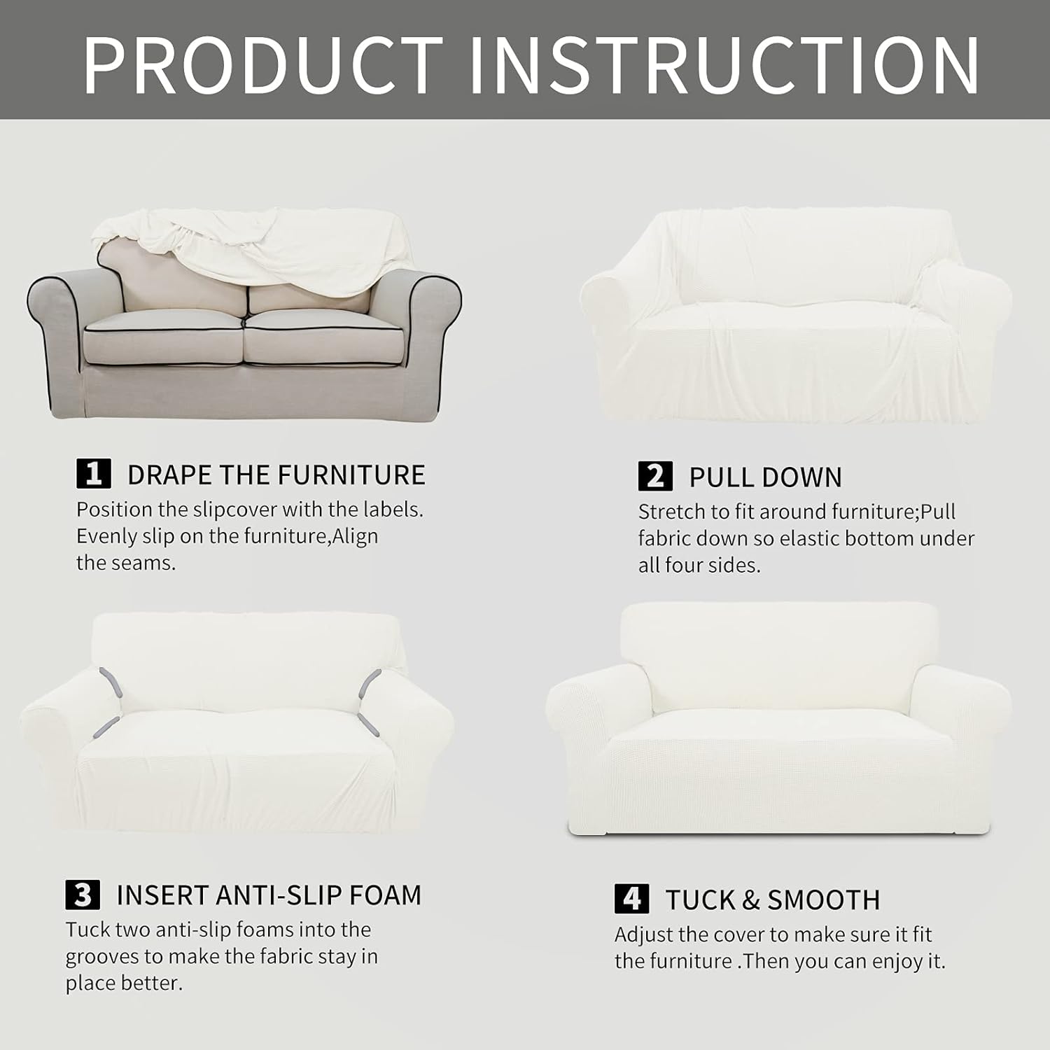 Easy-Going Funda elástica para sofá de 1 pieza, protector de muebles, suave con parte inferior elástica para niños, de poliéster, elastano, tela