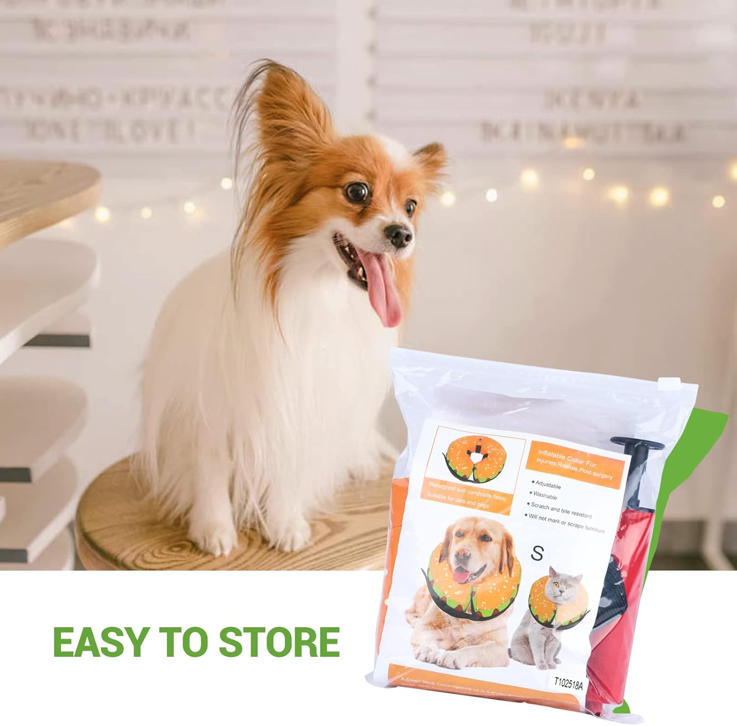 BEBANG Collar de recuperación para perros y gatos, collar inflable de cono de perro, collar inflable protector para perros, cono de recuperación de