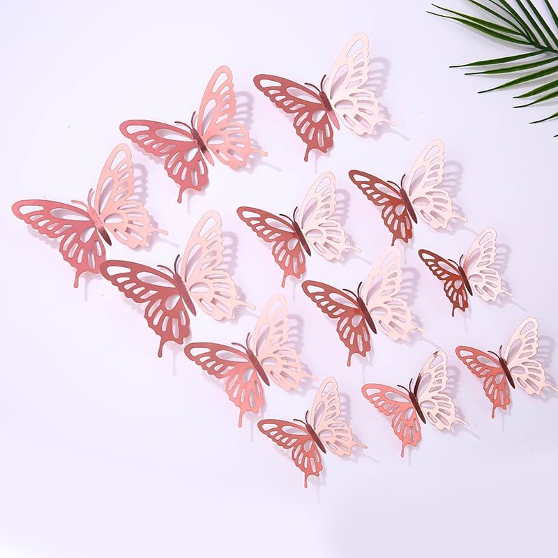 72 calcomanías de pared de mariposa, decoración de pared de mariposa 3D de Shemboli para decoración de fiesta de cumpleaños, decoración de pastel de