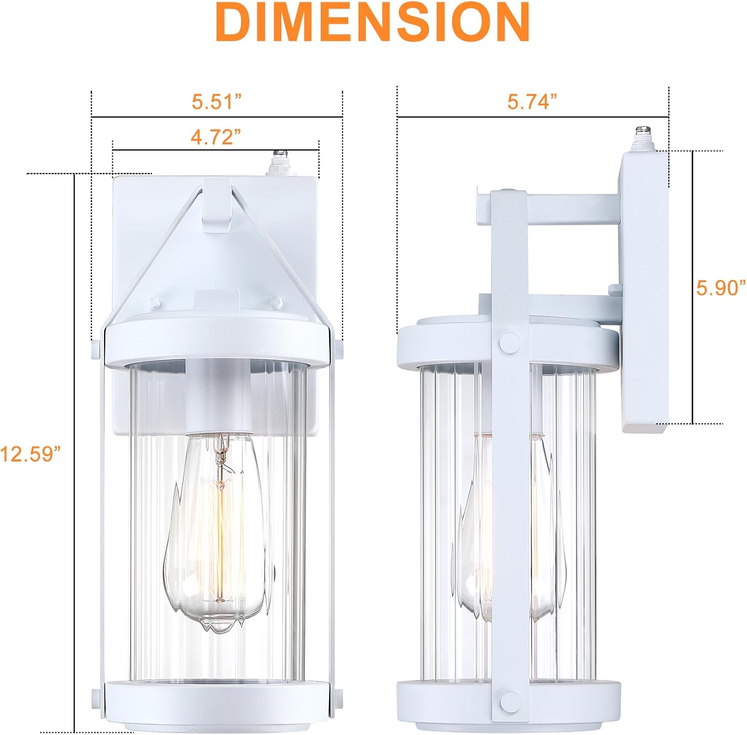 LONEDRUID Paquete de 2 lámparas de pared para exteriores, con sensor de anochecer a amanecer, lámpara de pared blanca para exteriores, farolillos