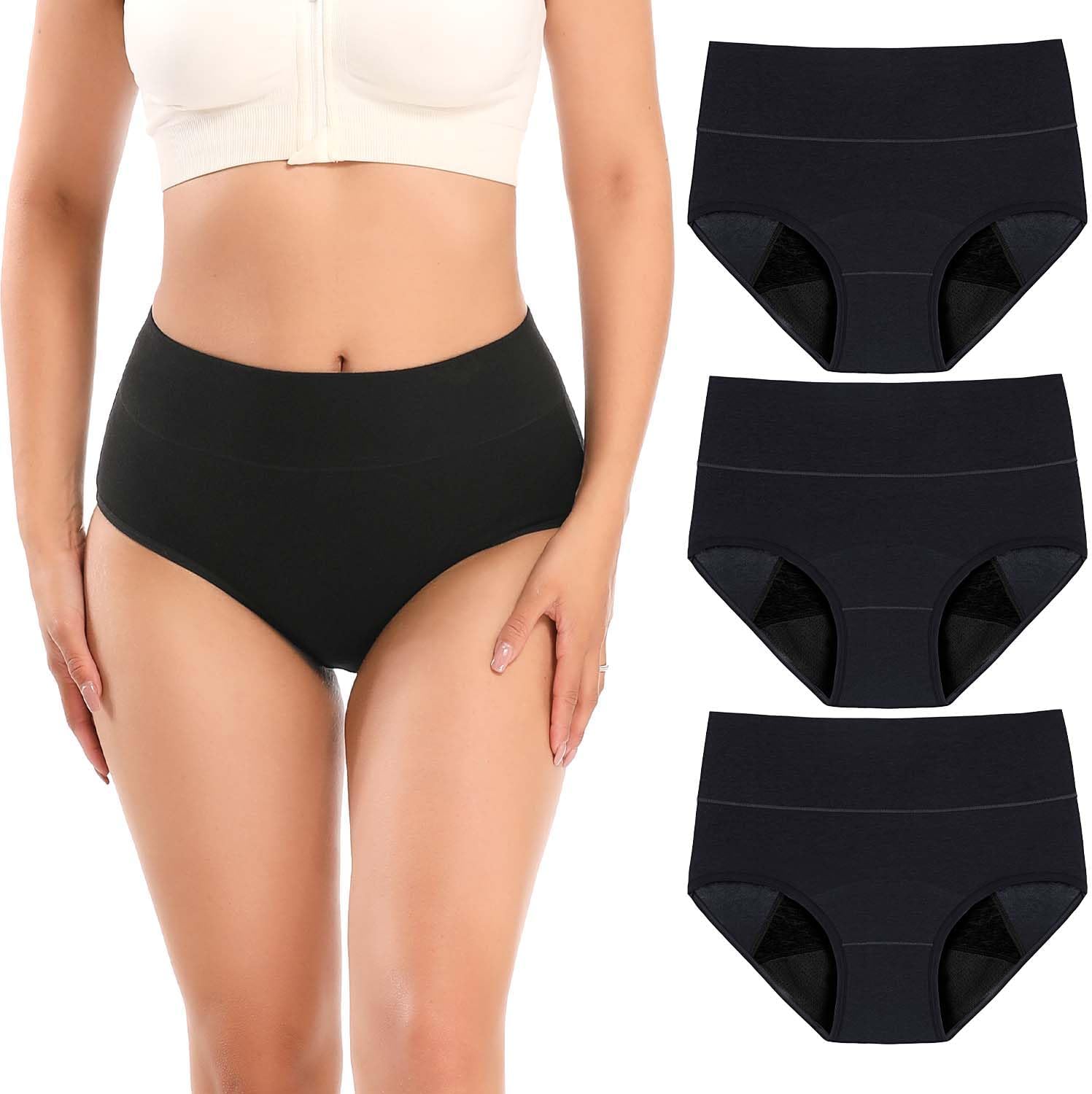 Molasus Ropa interior para incontinencia para mujer, de alto período de absorción, a prueba de fugas, ropa interior de algodón para control de