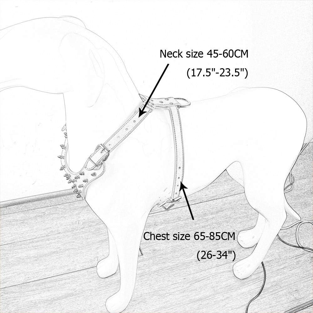 Pimaodog Arnés de cuero suave para perro, pechera grande de Pitbull Mastín Boxer para 26  34 pulgadas ajustable (marrón dorado)