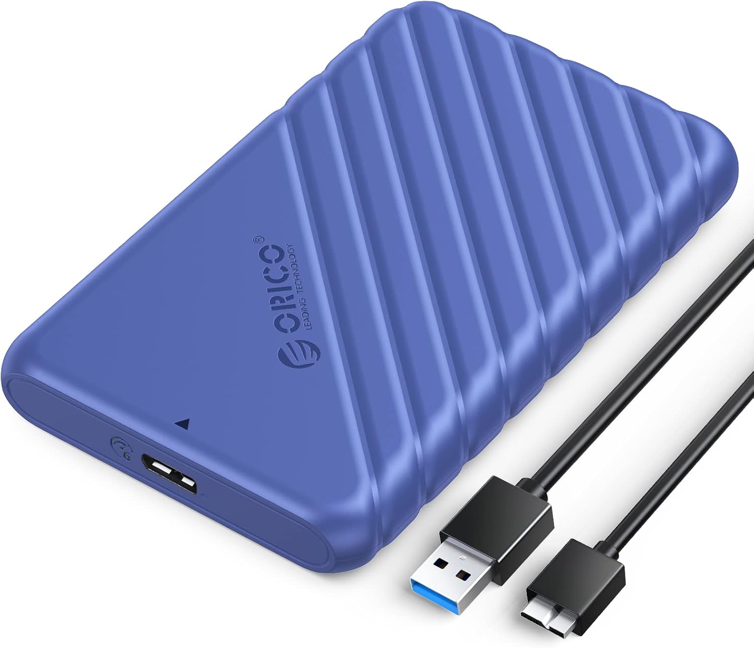 ORICO Caja de disco duro externo de 2,5 pulgadas USB 3.0 a SATA III para 0.276 in y 0.374 in SATA HDD SSD sin herramientas compatible con UASP Azul