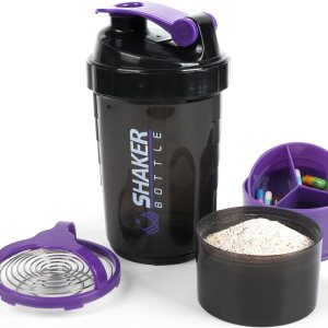 XTKS Shaker Bottle – Vaso agitador de proteínas con compartimentos de almacenamiento – Botellas de entrenamiento a prueba de fugas con mezclador XTKS Shaker Bottle – Vaso agitador de proteínas con compartimentos de almacenamiento – Botellas de entrenamiento a prueba de fugas con mezclador
