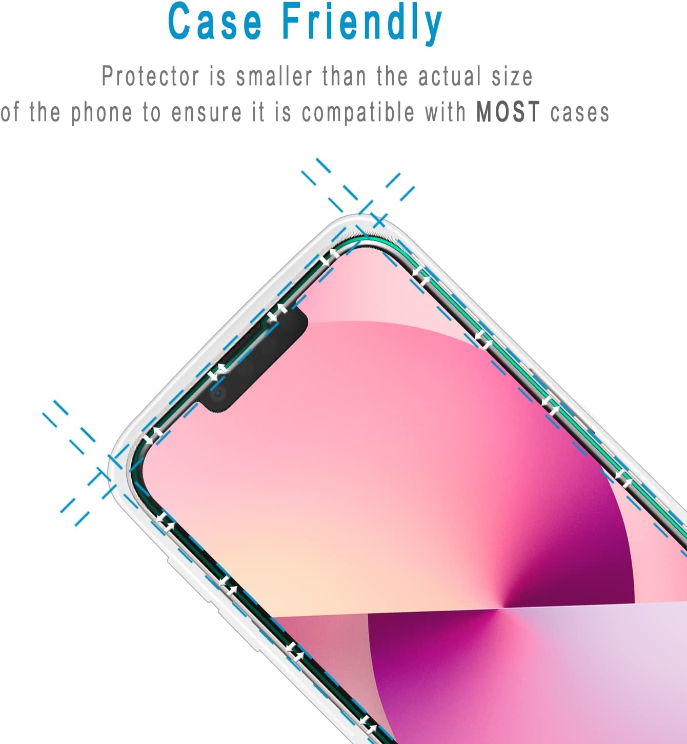 HPTech Paquete de 2 protectores de pantalla para iPhone 13 Mini de vidrio templado de 5.4 pulgadas, antiarañazos, sin burbujas