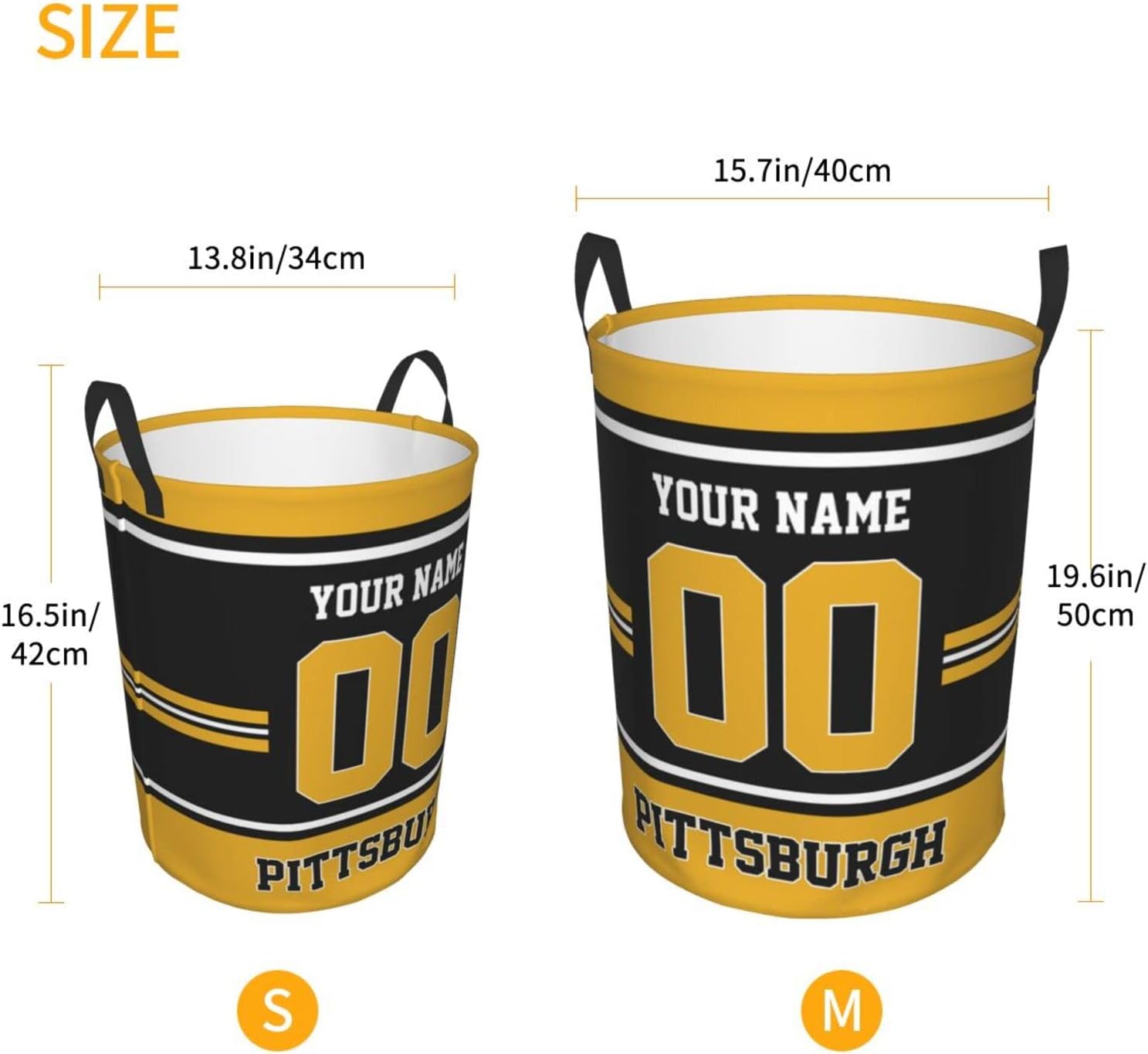 Cesta de lavandería personalizada de Pittsburgh, cesta de lavandería personalizada con nombre y número, cesta de almacenamiento plegable para